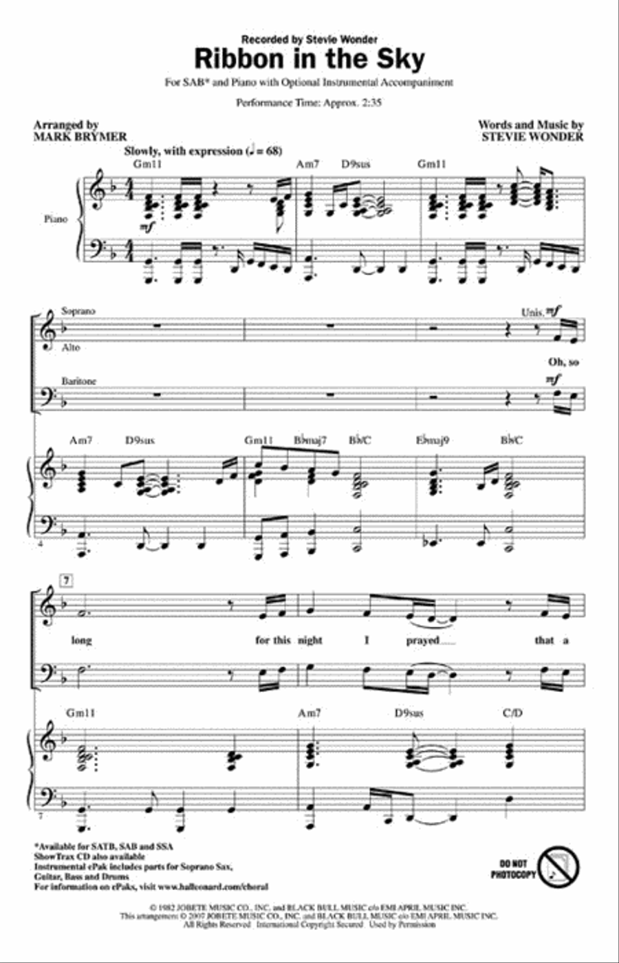 Ribbon in the Sky 3-Part scores gallery preview page 2