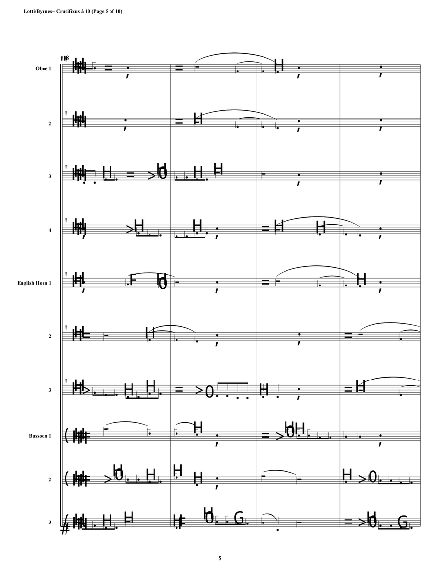 Crucifixus a 10 by Antonio Lotti (Double Reed Choir) Woodwind Ensemble scores gallery preview page 5