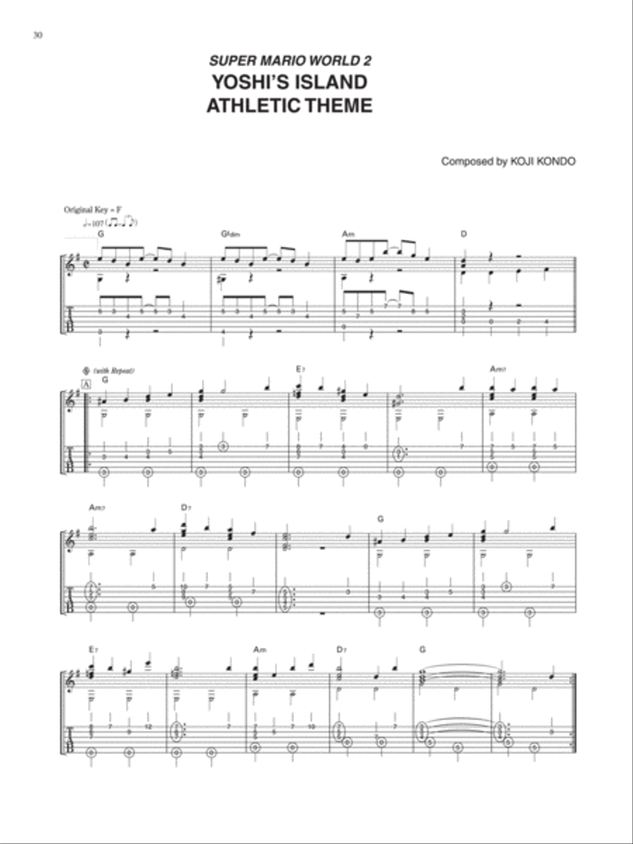 Super Mario World 2 Yoshi's Island Athletic Theme Electric Guitar scores gallery preview page 1