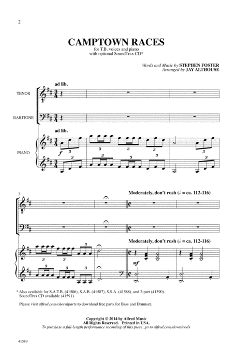 Camptown Races Camptown Races Choir scores gallery preview page 1