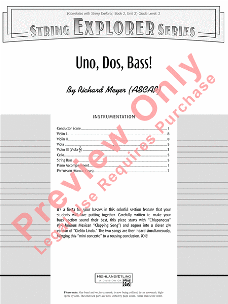 Uno, Dos, Bass! Uno, Dos, Bass! String Orchestra scores gallery preview page 2