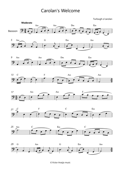 Carolan's Welcome - Bassoon Lead Sheet with Chord Symbols image number null