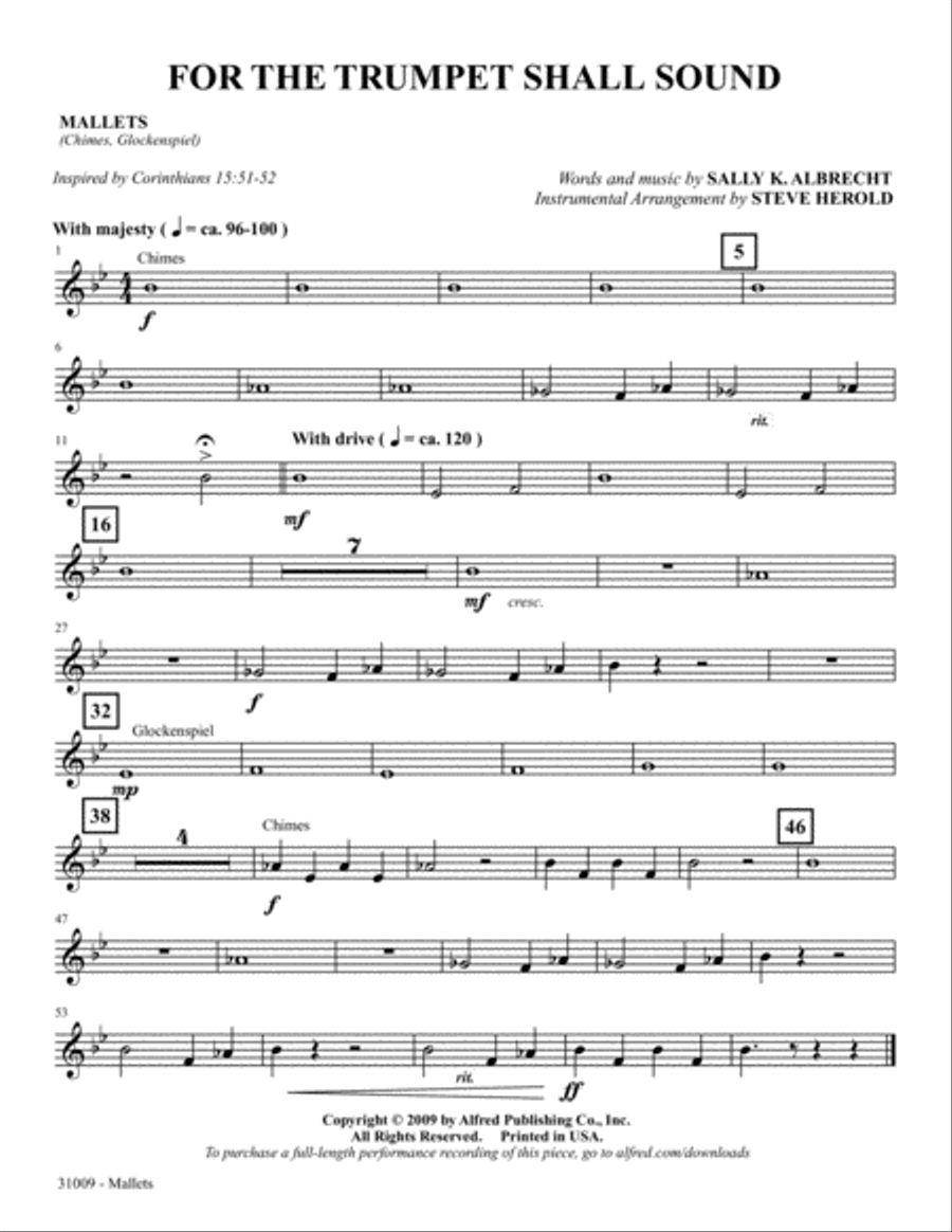 For the Trumpet Shall Sound: Mallets Trumpet scores gallery preview page 1