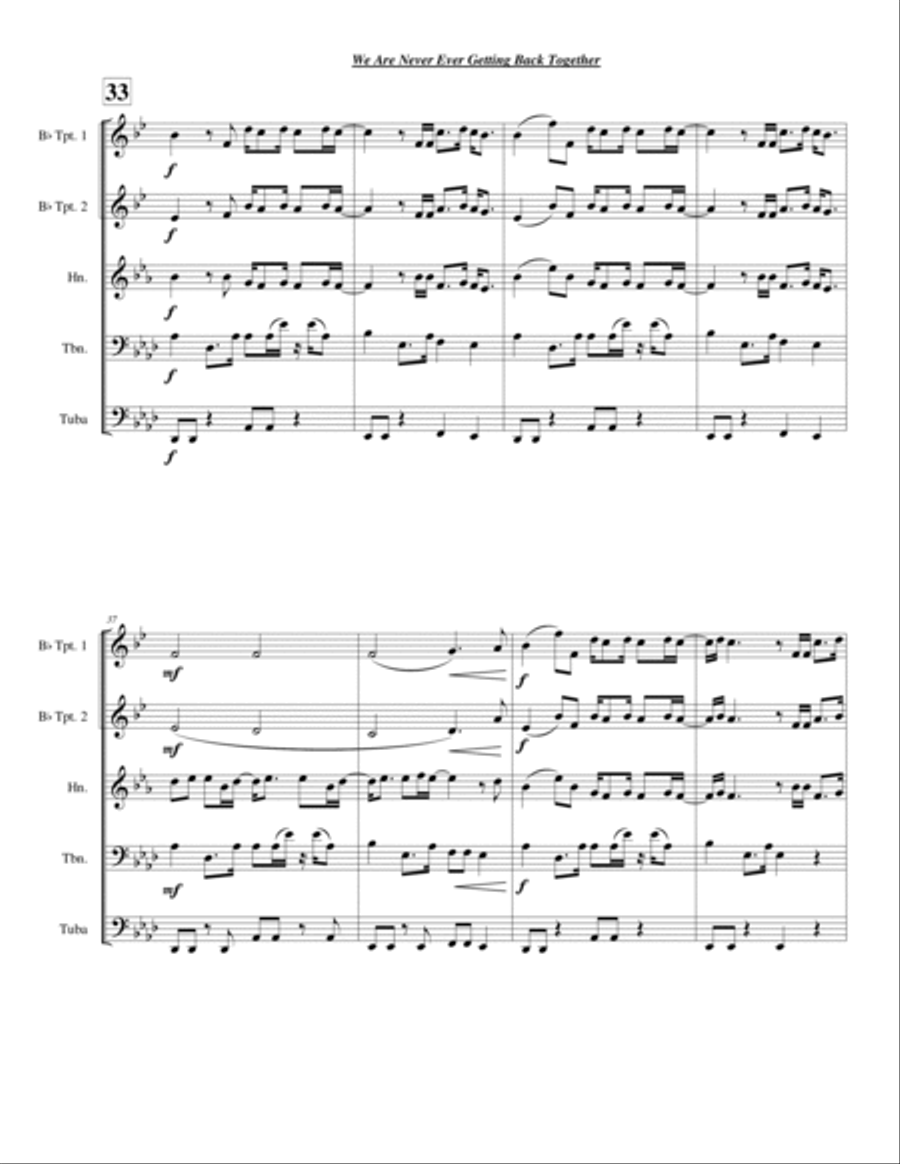We Are Never Ever Getting Back Together Chamber Music scores gallery preview page 5
