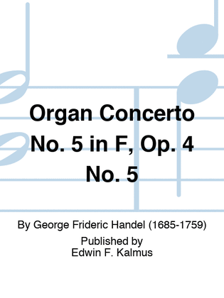 Book cover for Organ Concerto No. 5 in F, Op. 4 No. 5