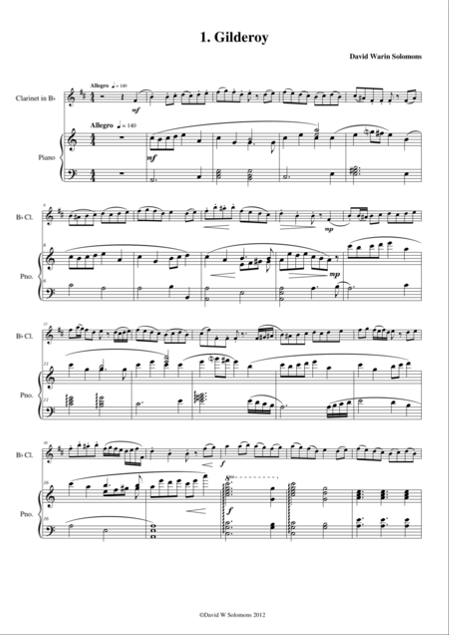 Folk Song Snapshots for Clarinet and Piano Clarinet scores gallery preview page 1