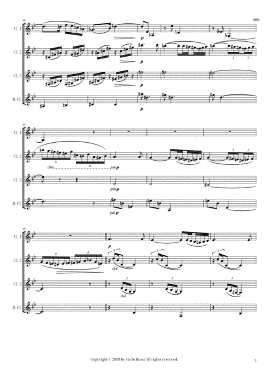 Andante Un Poco Adagio for Clarinet Quartet Clarinet Quartet scores gallery preview page 3