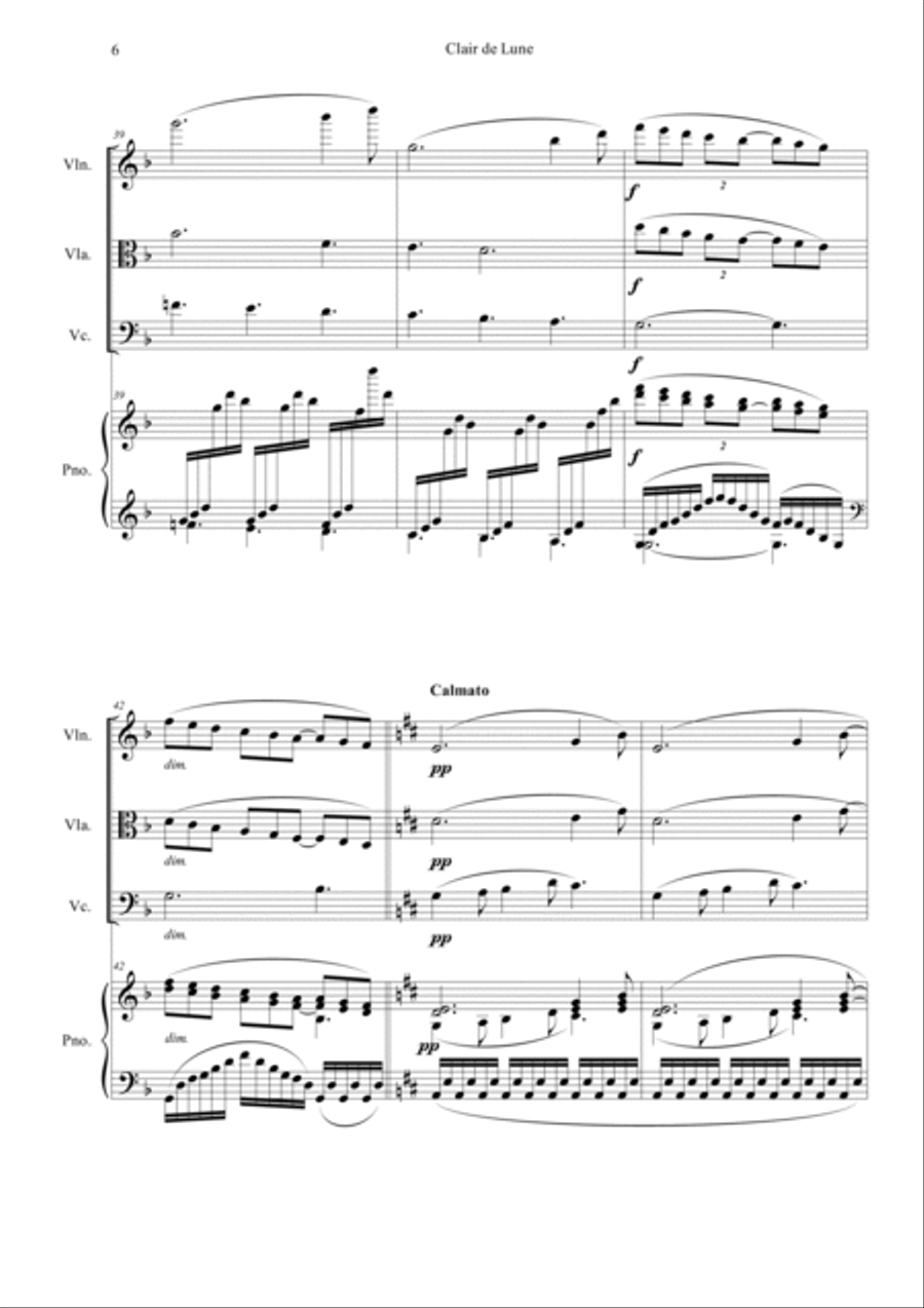 Clair de Lune in D Piano Quartet scores gallery preview page 6