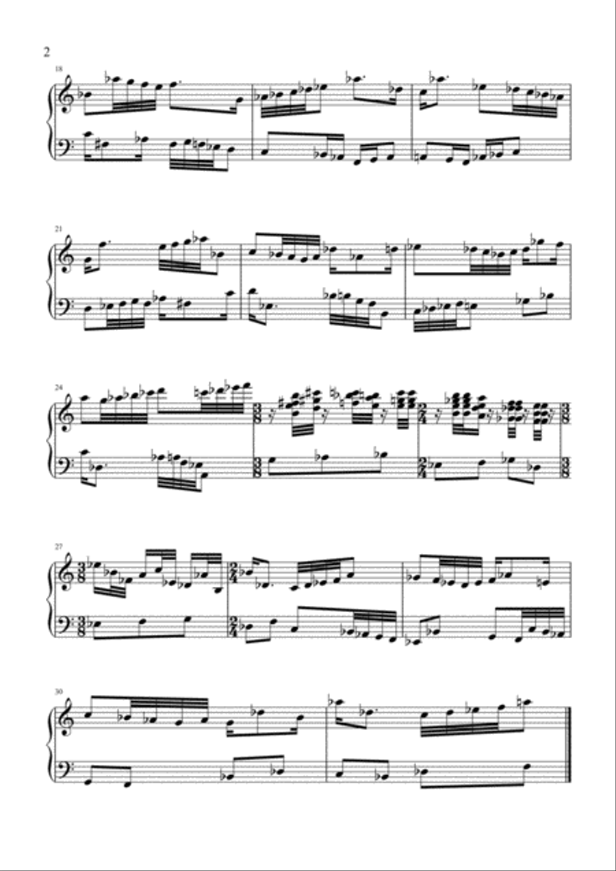Improvisation on J.S. Bach's Two Part Invention in B flat. Piano Solo scores gallery preview page 4