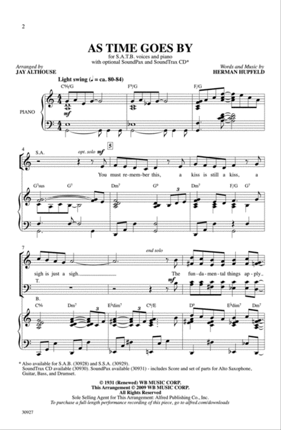 As Time Goes By 4-Part scores gallery preview page 2