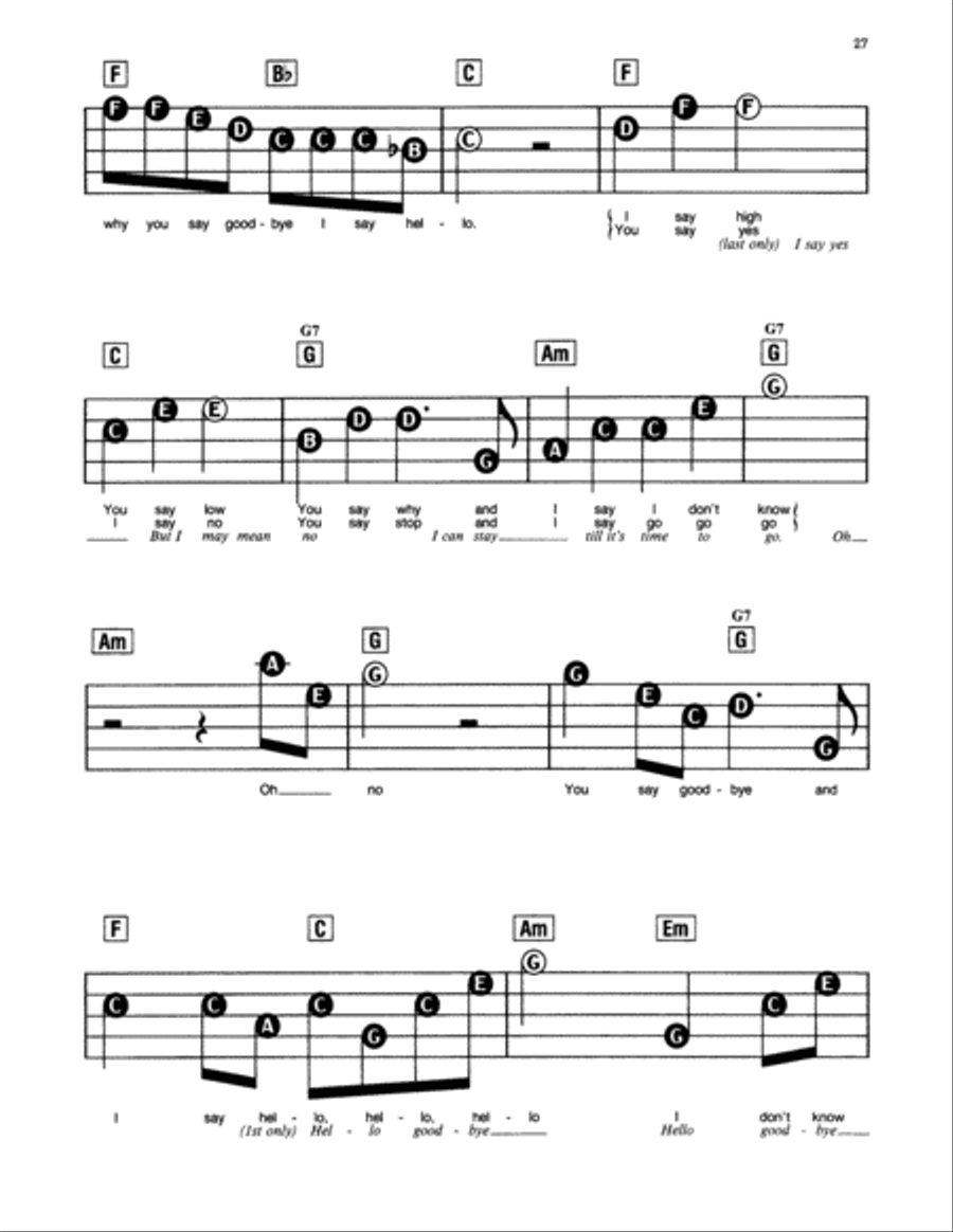Hello, Goodbye Electronic Keyboard scores gallery preview page 2
