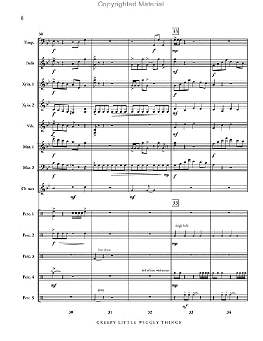 Creepy Little Wiggly Things (score only) Percussion Ensemble scores gallery preview page 9