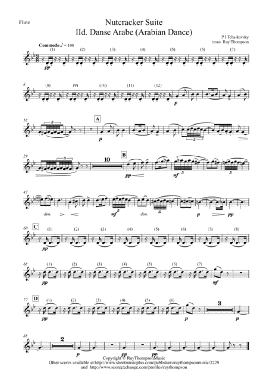 Tchaikovsky: Casse-Noisette: Nutcracker Suite IId Danse Arabe (Arabian Dance) - wind quintet Woodwind Quintet scores gallery preview page 5