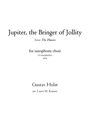 Book cover for Jupiter, the Bringer of Jollity, for saxophone choir