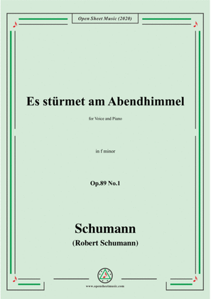 Book cover for Schumann-Es stürmet am Abendhimmel,Op.89 No.1,in f minor