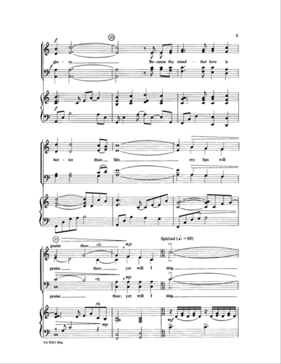 Yet Will I Sing 4-Part scores gallery preview page 5
