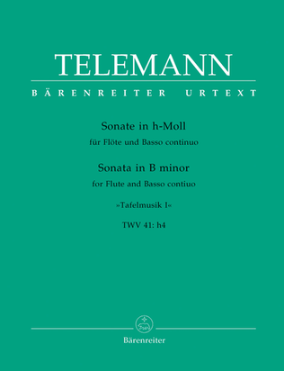 Book cover for Sonata for Flute and Basso continuo No. 1 b minor TWV 41:h4