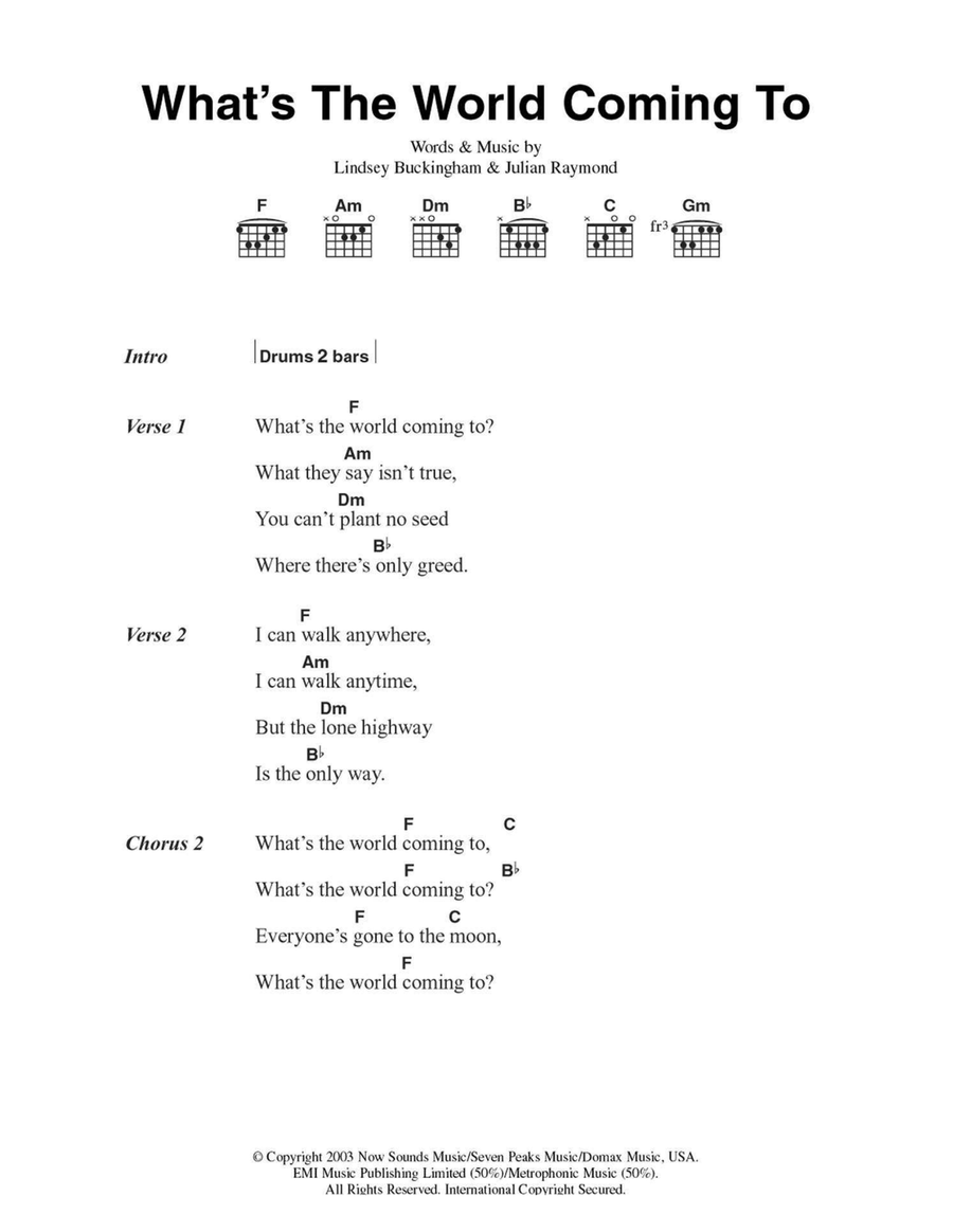 What's The World Coming To Easy Guitar scores gallery preview page 1
