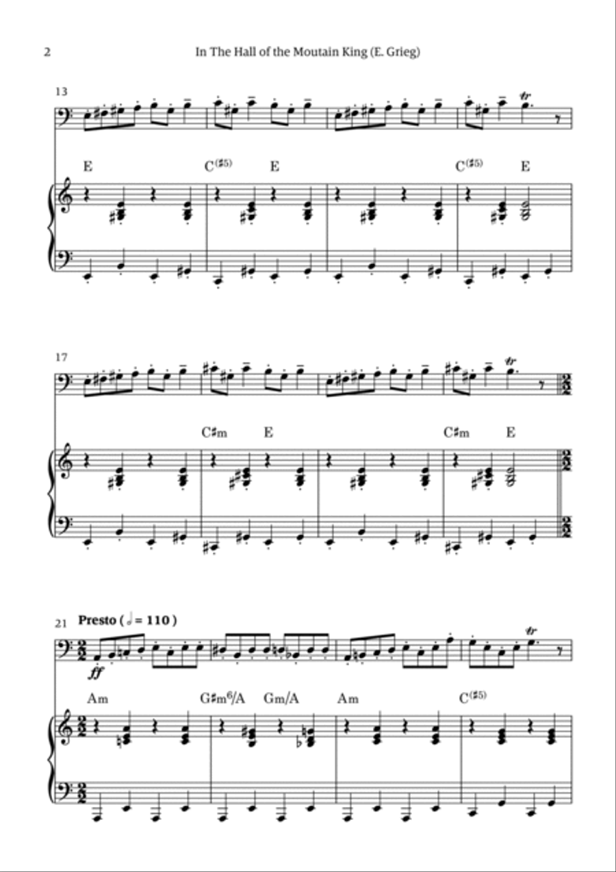 In the Hall of the Mountain King (for tuba solo w/ piano accompaniment) Chamber Music scores gallery preview page 2