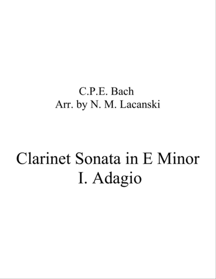 Sonata in E Minor for Clarinet and String Quartet I. Adagio Chamber Orchestra scores gallery preview page 1