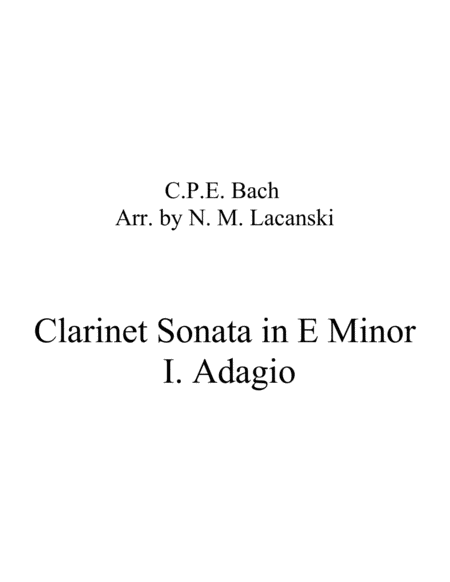Sonata in E Minor for Clarinet and String Quartet I. Adagio