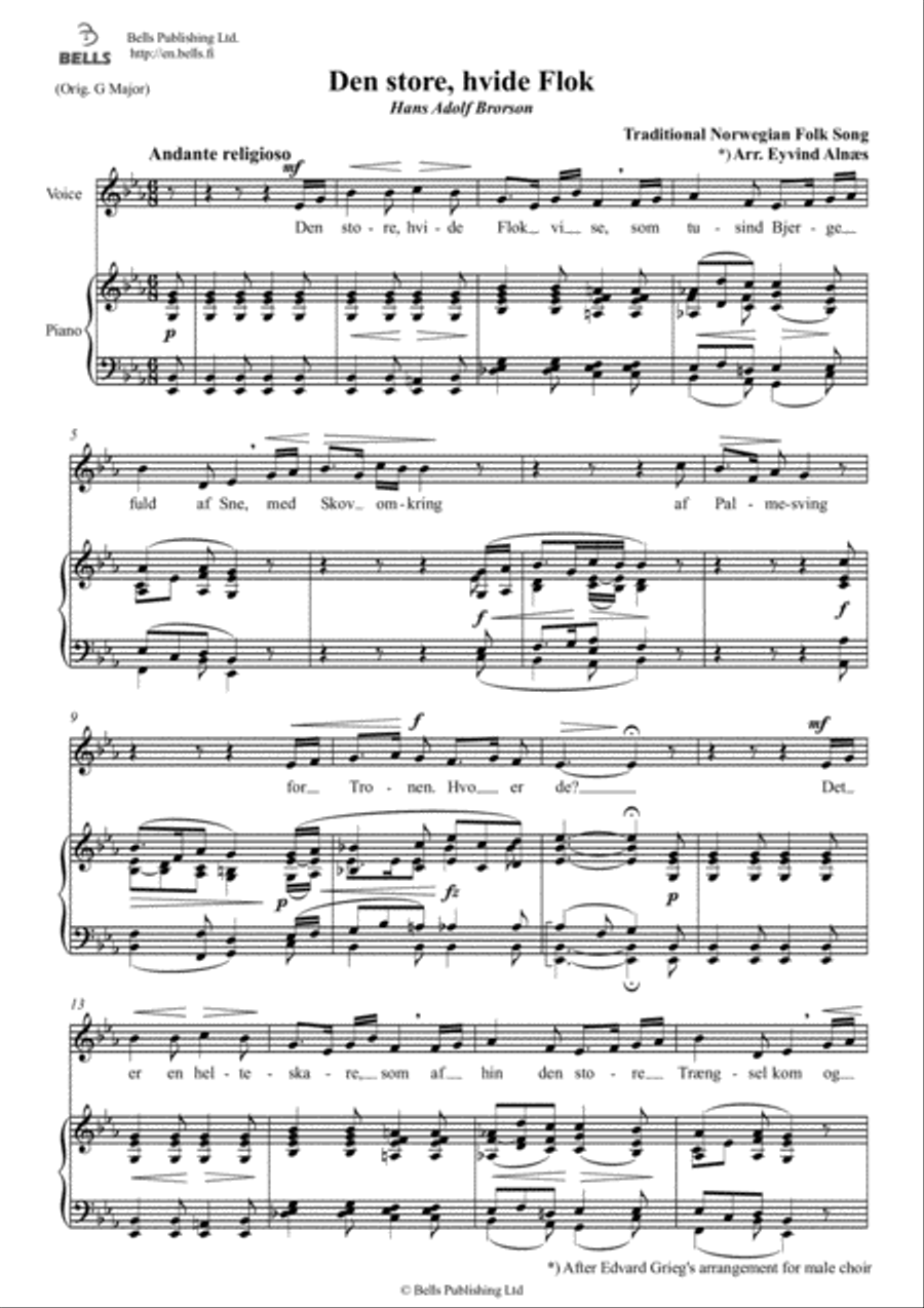 Den store, hvide Flok (Solo song) (E-flat Major) Voice Solo scores gallery preview page 1