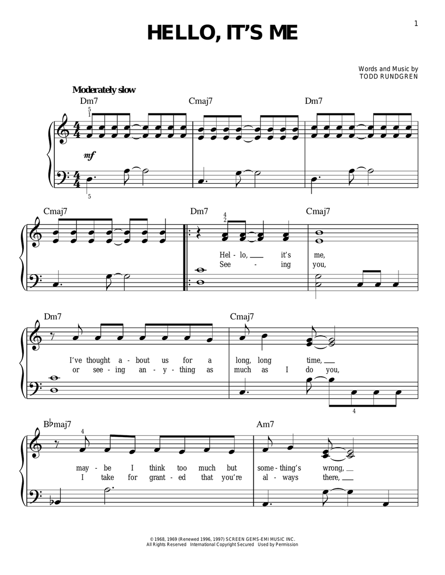 Hello, It's Me Easy Piano scores gallery preview page 1