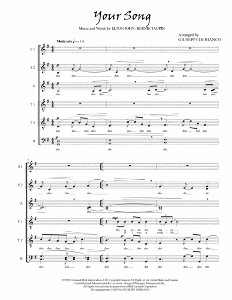 Your Song Divisi scores gallery preview page 1