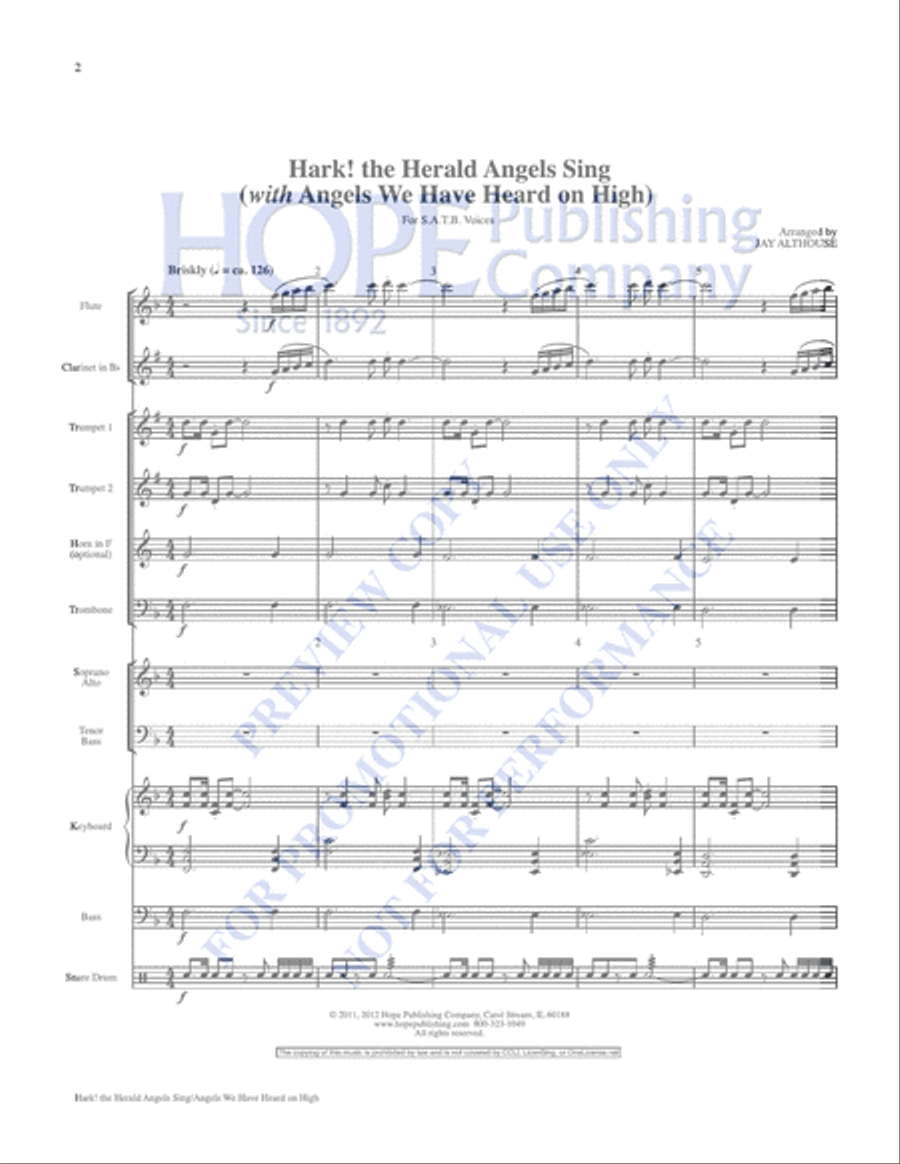 Hark! the Herald Angels Sing with Angels We Have Heard on High Choir scores gallery preview page 2