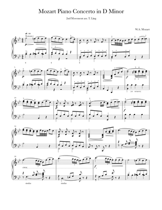 Mozart Piano Concerto in D Minor KV466 second movement first theme