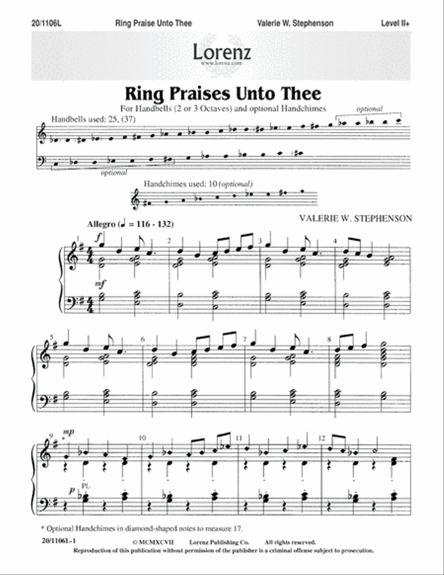 Ring Praises Unto Thee 3-Octaves scores gallery preview page 1