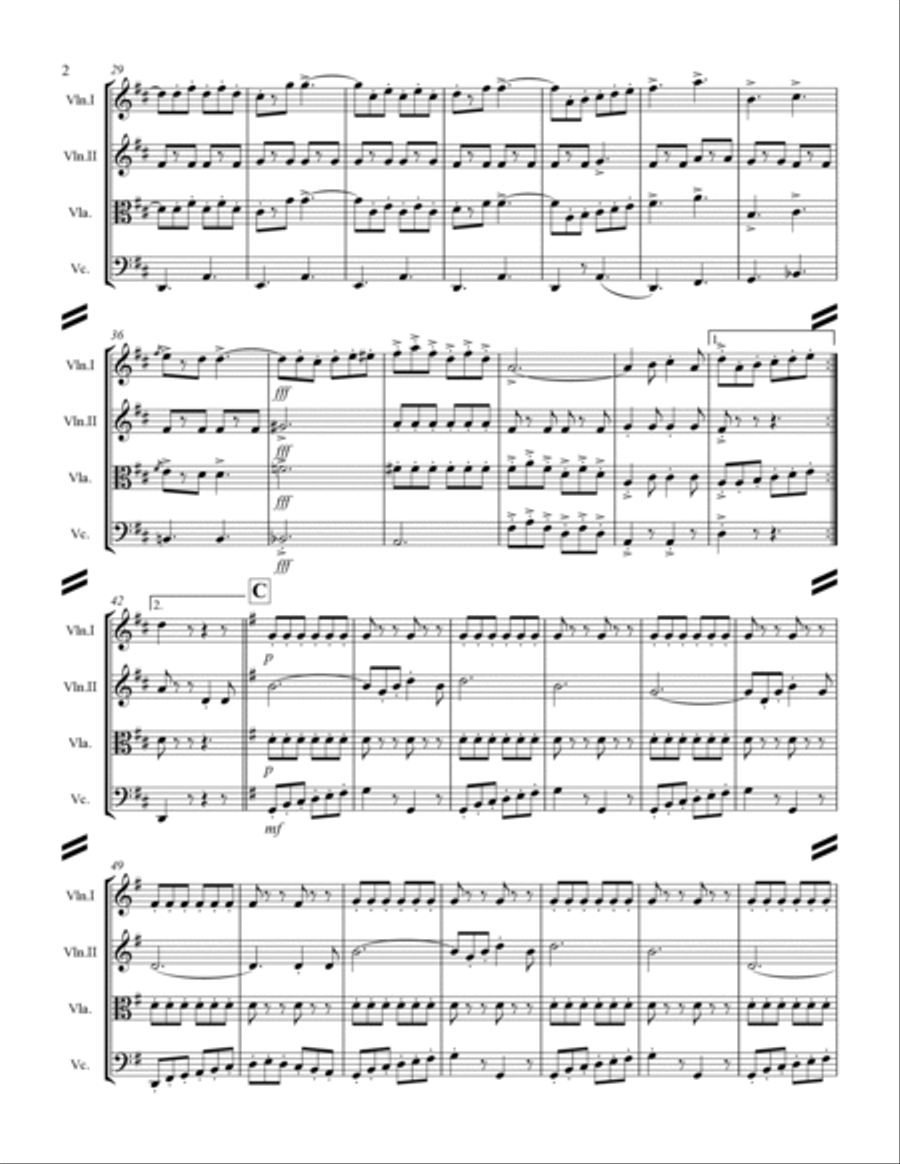 March - Semper Fidelis (for String Quartet) String Quartet scores gallery preview page 3