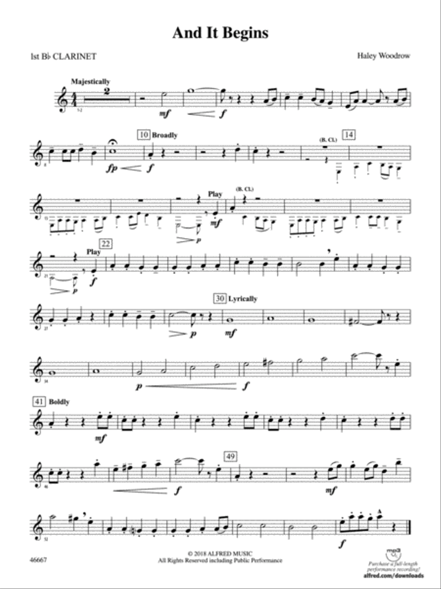 And It Begins: 1st B-flat Clarinet Concert Band scores gallery preview page 1