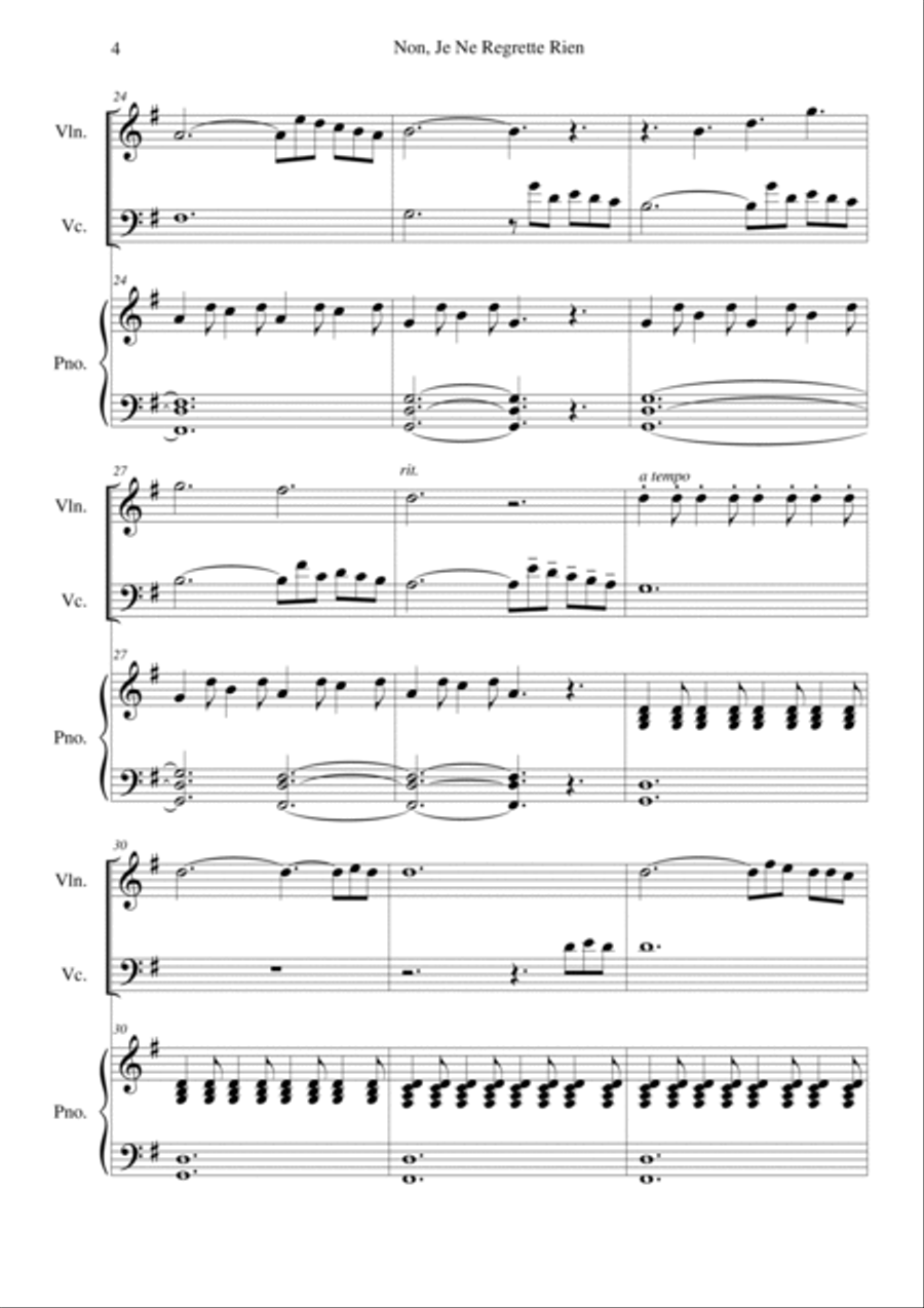 Non, Je Ne Regrette Rien Piano Trio scores gallery preview page 4