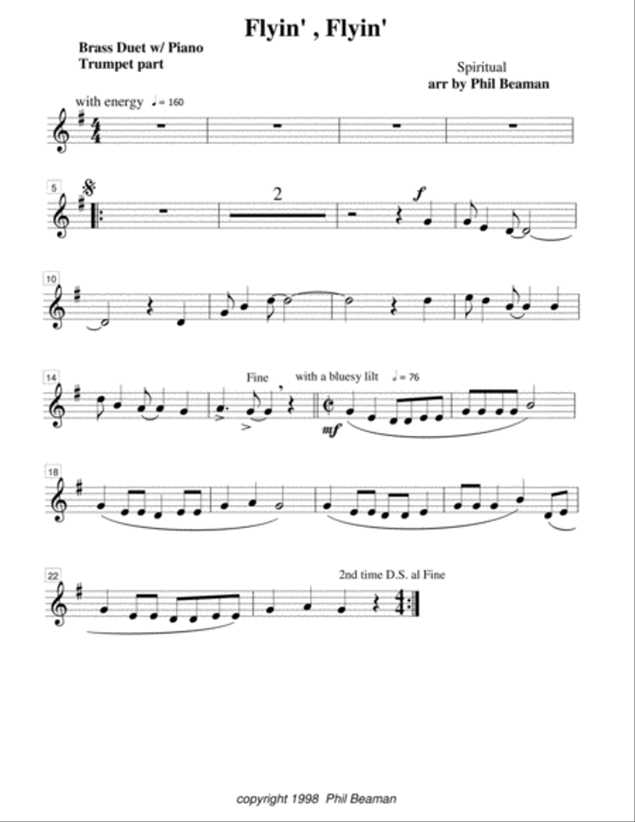 Flyin', Flyin' - Trumpet/Trombone duet with Piano image number null