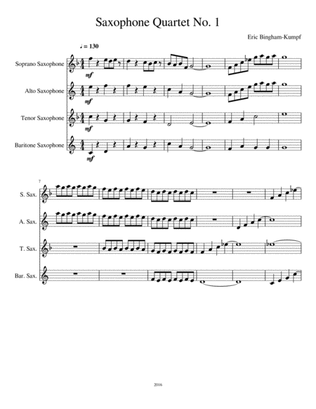 Book cover for Saxophone Quartet No. 1