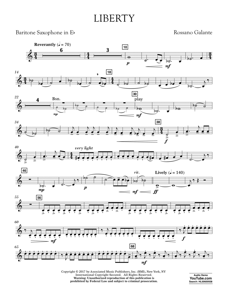 Liberty - Baritone Saxophone in Eb Baritone Saxophone scores gallery preview page 1