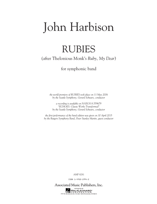 Rubies (After Thelonious Monk's "Ruby, My Dear") - Conductor Score (Full Score)