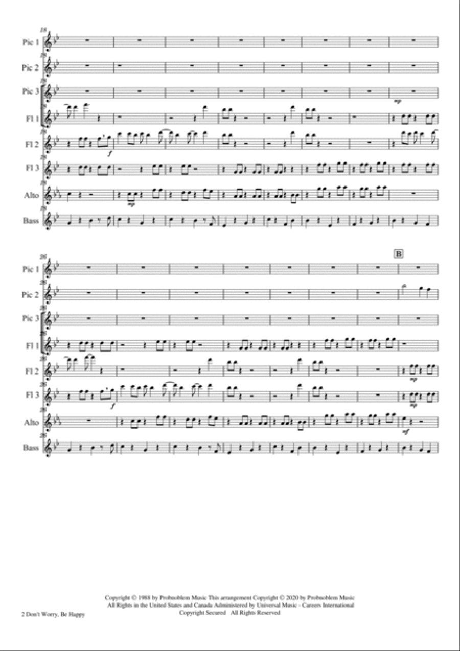 Don't Worry, Be Happy Woodwind Ensemble scores gallery preview page 2