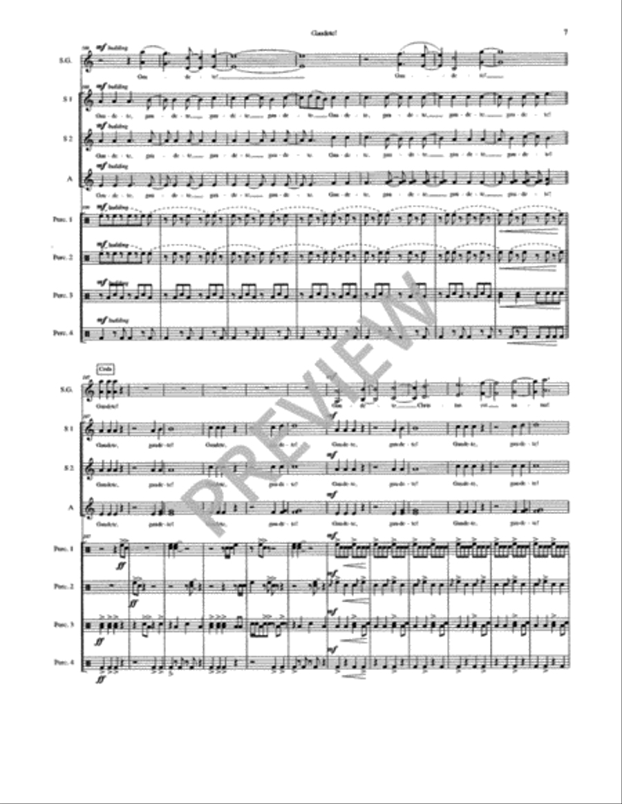 Gaudete! - SSA (Full Score and Percussion Parts) SSA scores gallery preview page 8