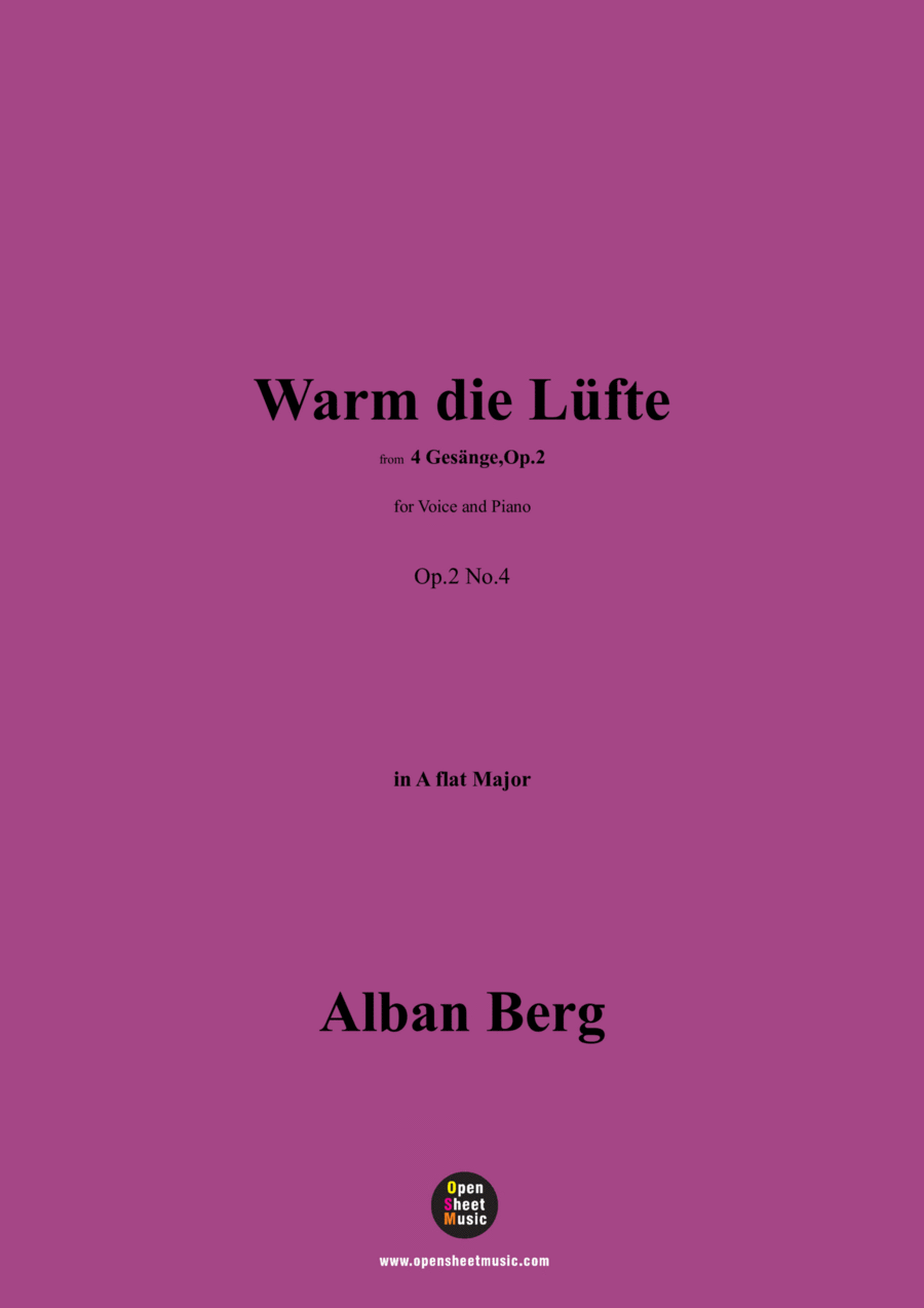 Alban Berg-Warm die Lüfte(1910),in A flat Major,Op.2 No.4 Voice scores gallery preview page 1