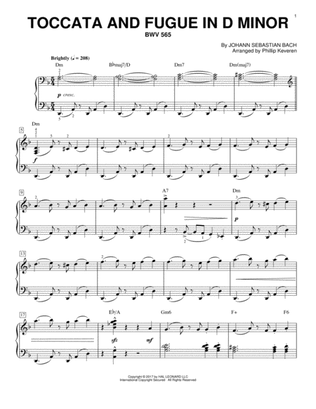 Book cover for Toccata And Fugue In D Minor, BWV 565 [Jazz version] (arr. Phillip Keveren)