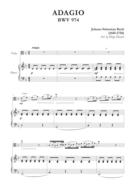 Adagio from BWV 974 for Viola and Piano image number null