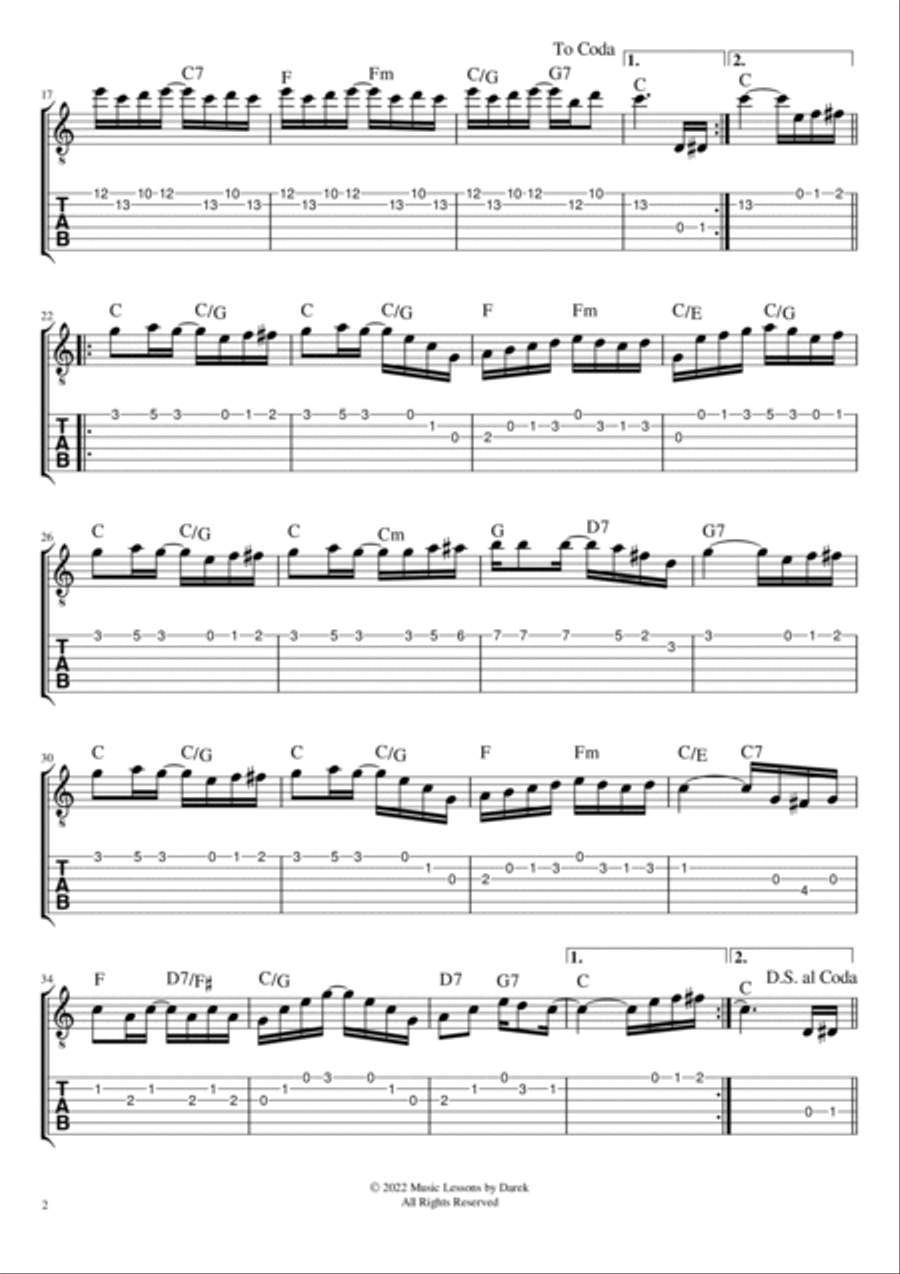 The Entertainer (GUITAR TAB) [Scott Joplin] Acoustic Guitar scores gallery preview page 2