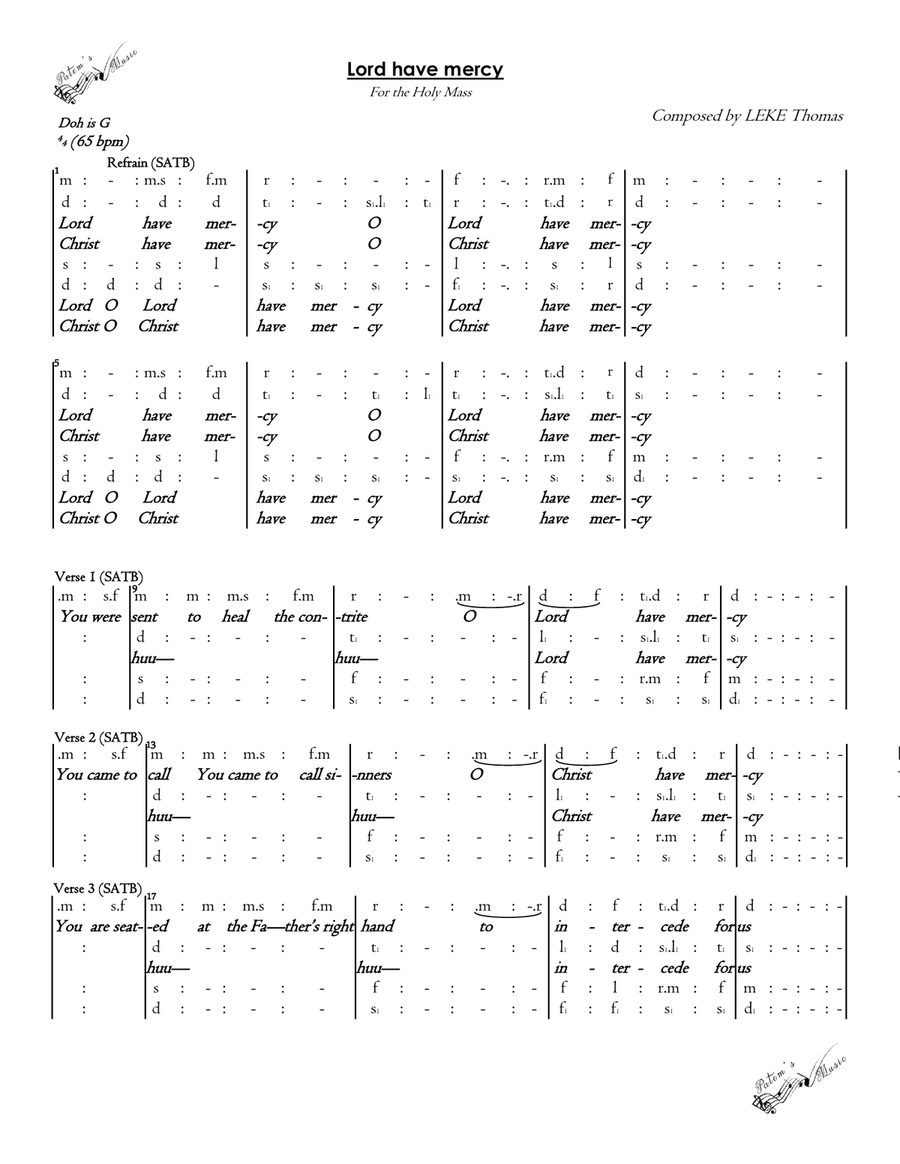 Lord Have Mercy on Us Piano, Vocal, Guitar scores gallery preview page 1