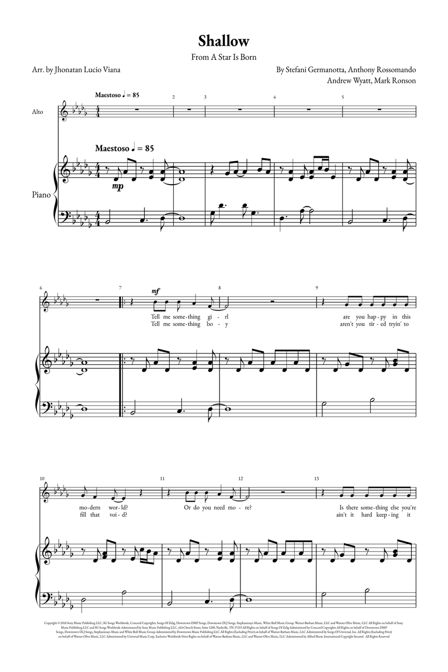 Shallow A Cappella scores gallery preview page 1
