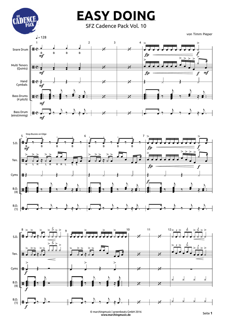 EASY DOING (Street Cadence) Marching Band scores gallery preview page 2