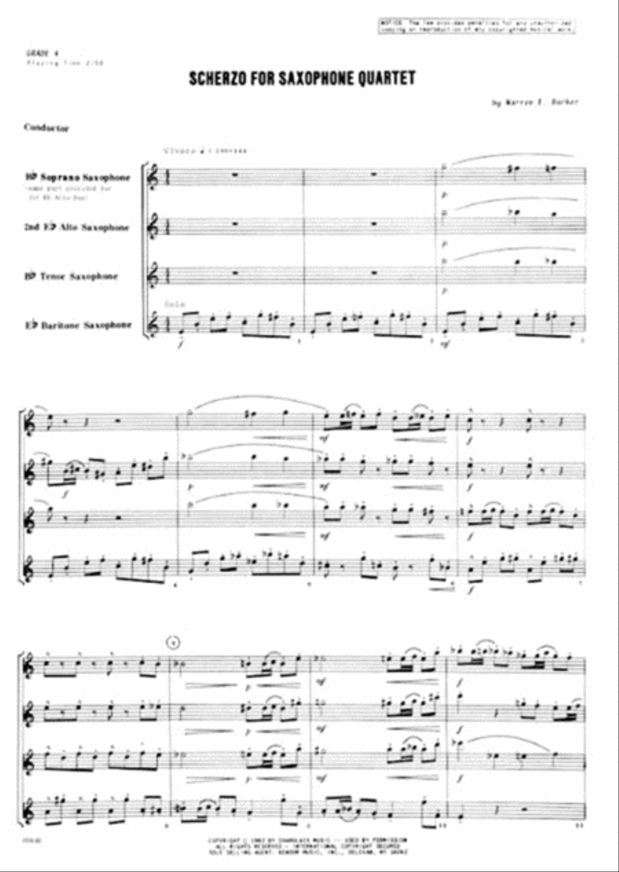 Scherzo For Saxophone Quartet Saxophone Quartet scores gallery preview page 2