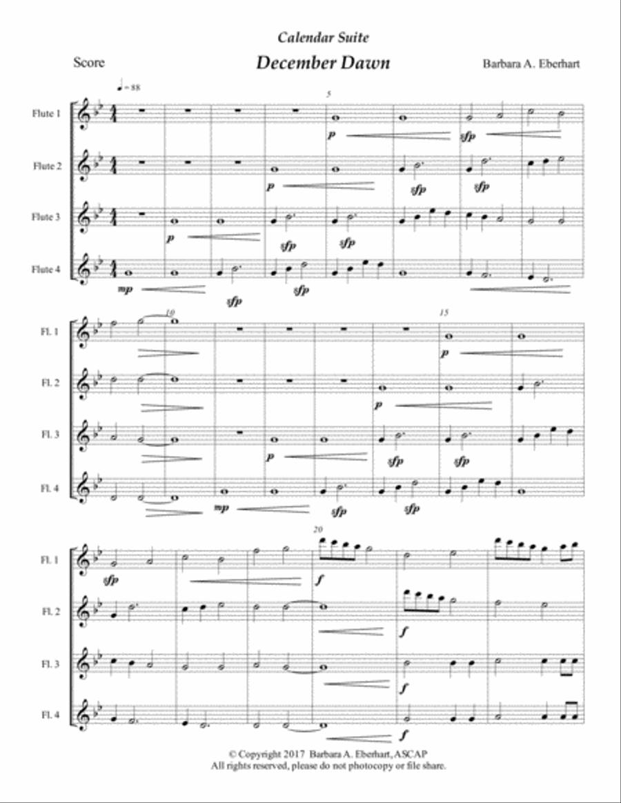 Calendar Suite - December Dawn Woodwind Quartet scores gallery preview page 2