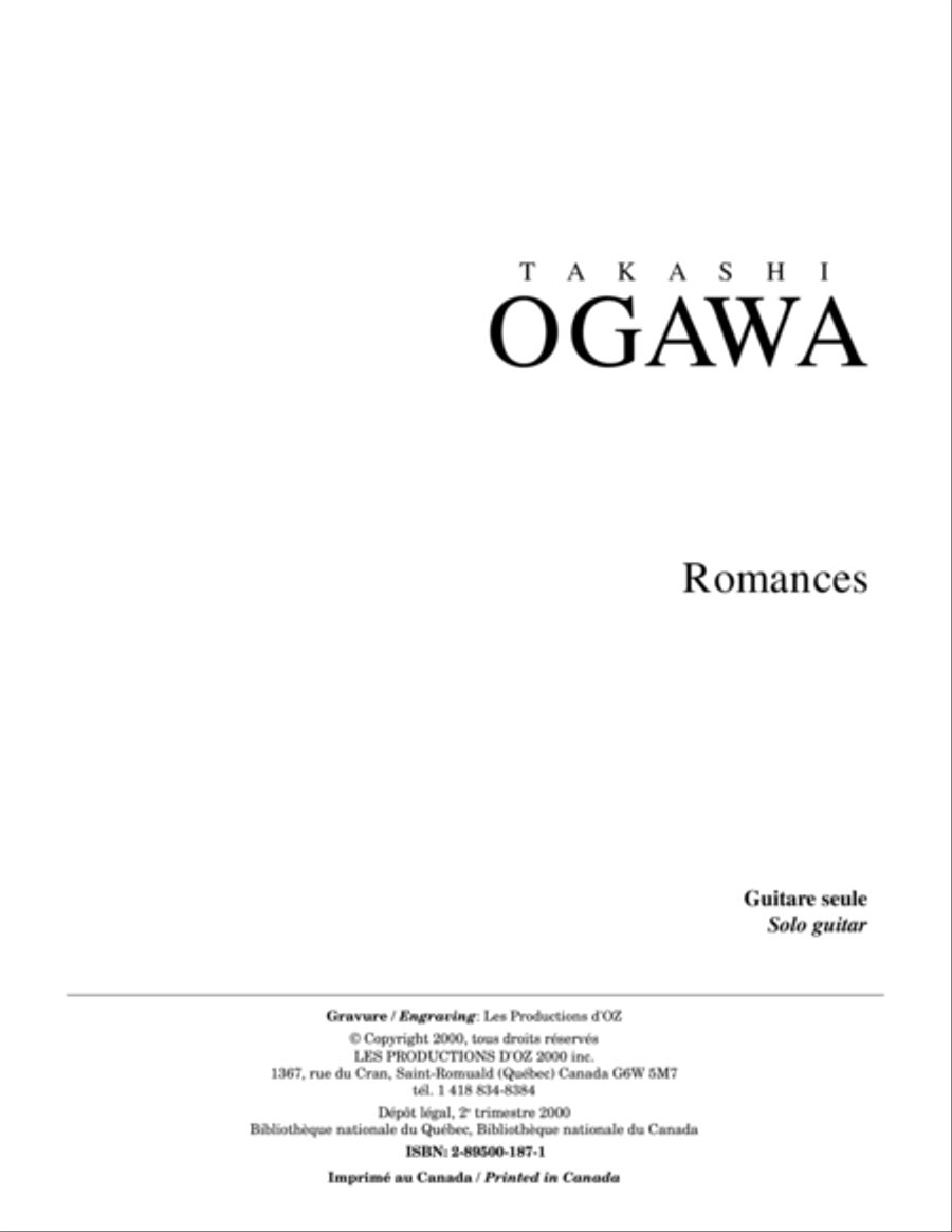 Romances Classical Guitar scores gallery preview page 1